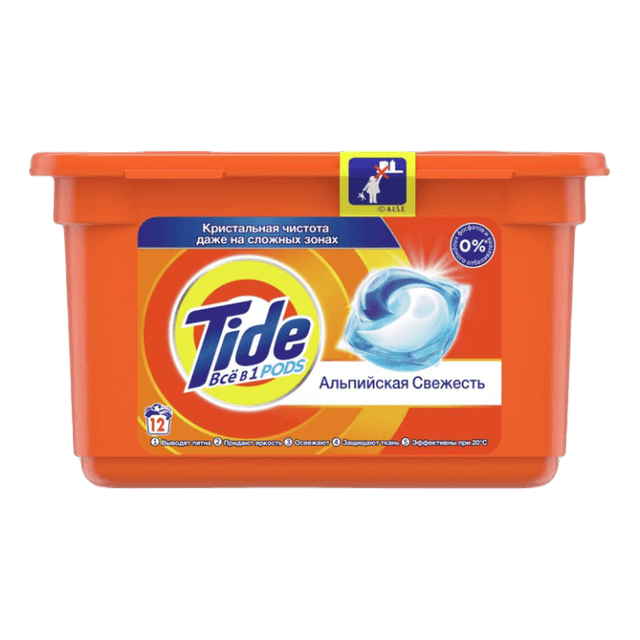 Капсулы для стирки белья "Tide" 12 шт. по 22,8г, Альпийская свежесть