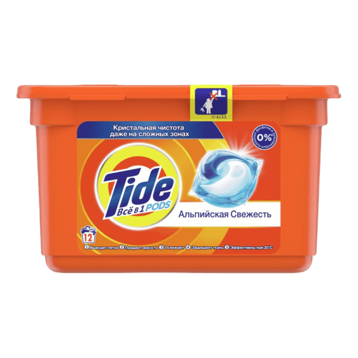 Капсулы для стирки белья "Tide" 12 шт. по 22,8г, Альпийская свежесть