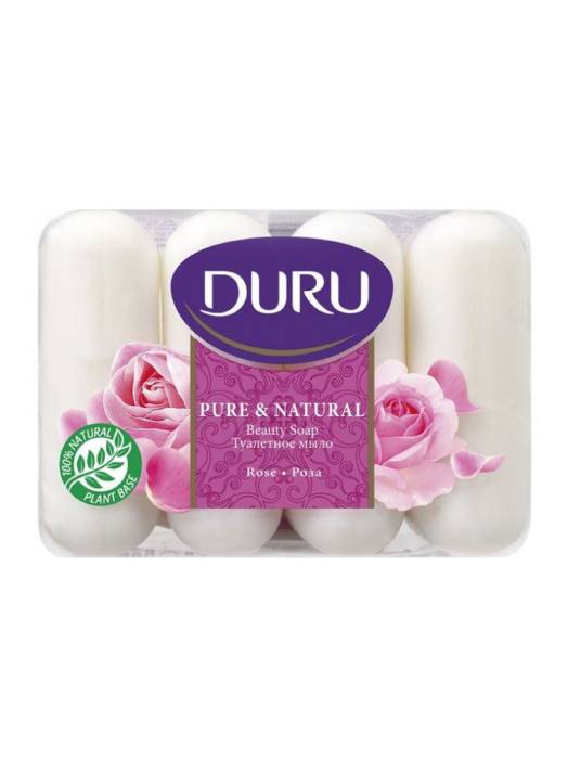 Мыло кусковое 85 г туалетное "DURU" PURE NATURAL (4 шт.упак), Роза