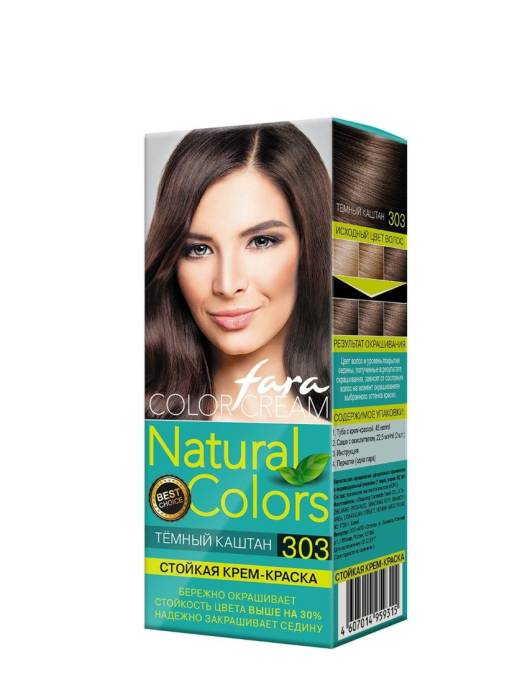 Краска для волос FARA Natural Colors 150г, 303 Темный каштан