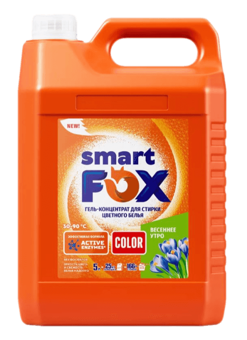 Гель-концентрат для стирки белья 5 л SMART FOX, COLOR Весеннее утро