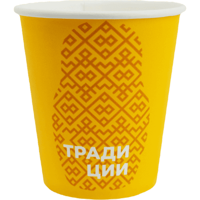 Стакан бумажный 185 мл "Матрешка" желтый D-73 мм ЕСО
