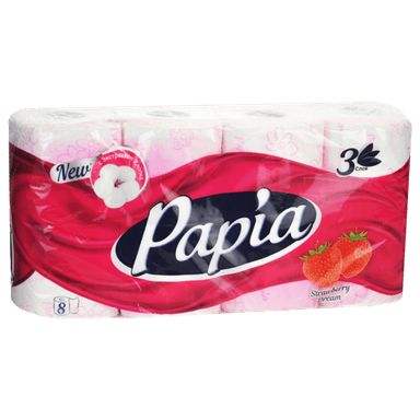 Туалетная бумага 3-х/трехслойная "Papia" с запахом ассор. (8 рул.упак)