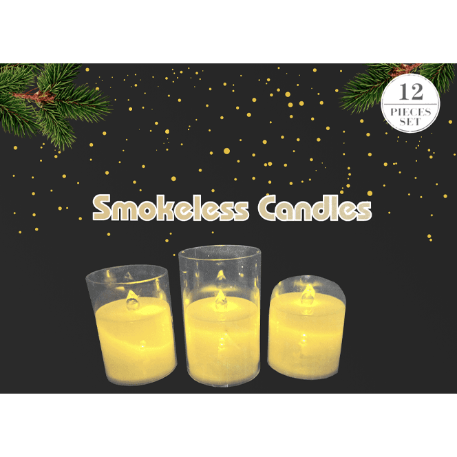 Свечи пластиковые НГ, с рисунком, на батарейках 10 см