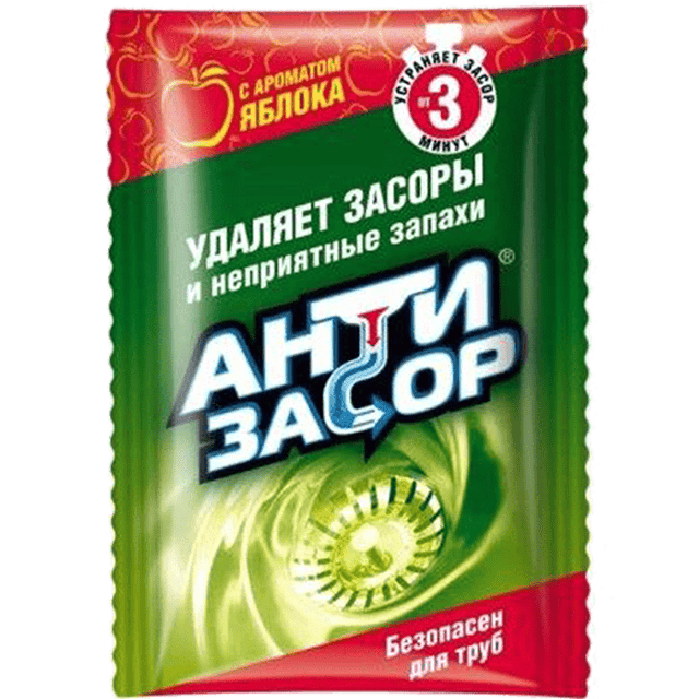 Антизасор 50 гр гранулированное средство для удаления засора в трубах, Яблоко