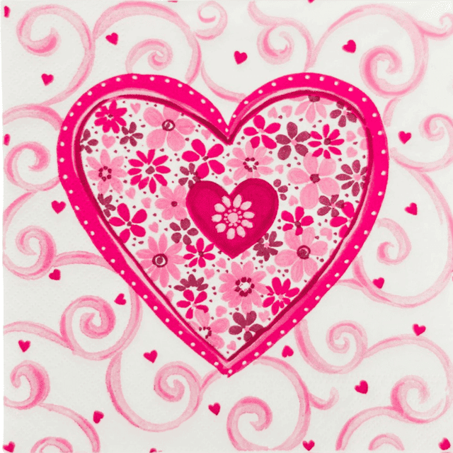 Салфетка бумажная 3-х/трехслойная 33*33 "Перышко" (20 лист.пач), Сердце