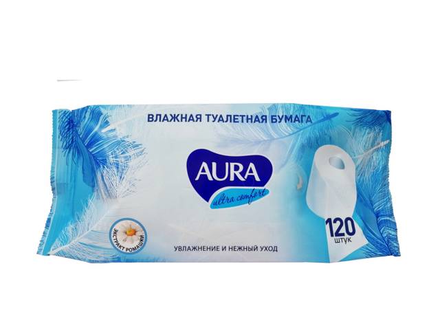 Влажная туалетная бумага "AURA" 120шт