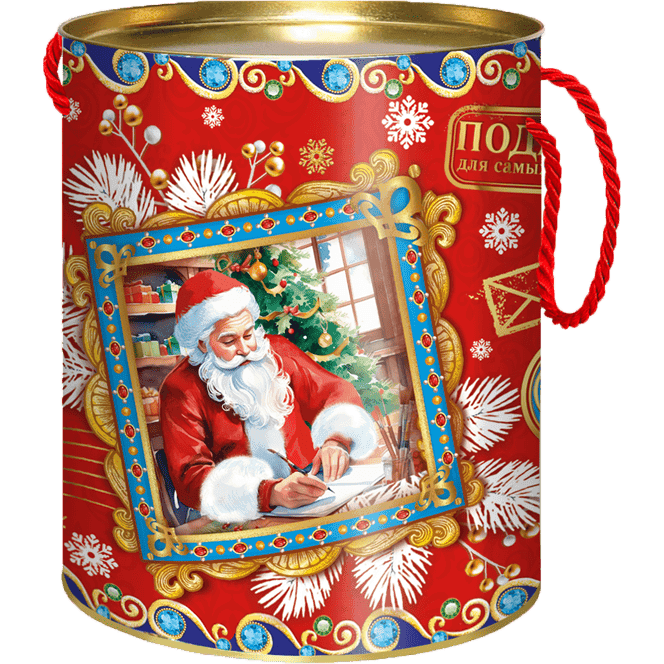 Туба картонная НГ 0,7 кг Почта деда мороза, для конфет, Н165, D-12