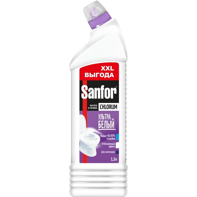 Средство для чистки ванн и унитазов 1500 мл Sanfor Chlorum