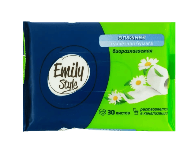 Влажная туалетная бумага 30 шт. "Emily Style" РАСТВОРЯЮЩАЯСЯ