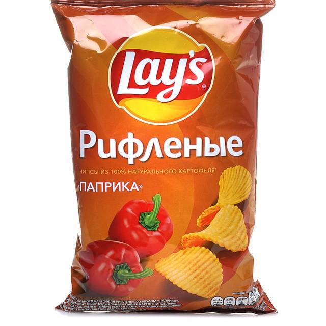 Чипсы "LAYS" 140 г ассортимент, Паприка рифленые