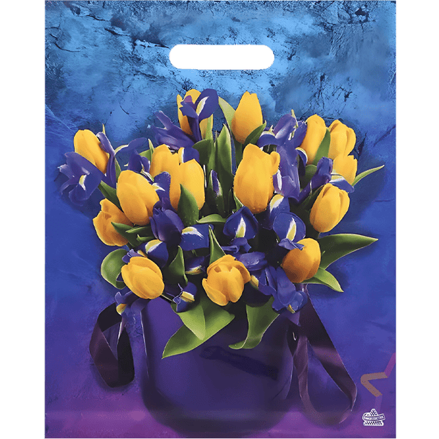 Пакет 30*40 см Желтые тюльпаны 60 мкм прорезь НП