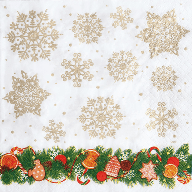 Салфетка бумажная НГ 2-х/двухслойная 33*33 "Лилия" (20 лист.пач), Еловое украшение