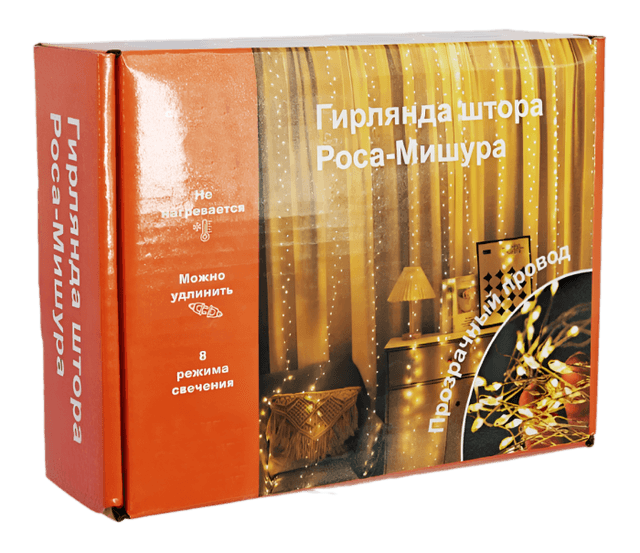 Гирлянда Штора Мишура 3*3 м, Роса, холодный/теплый/цветной цвет, с пультом