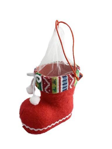 Текстильная упаковка сумка-мешок НГ 0,4 кг "Сапожок красный"