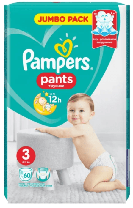 Подгузники-трусики "Pampers Pants Midi 3 / Памперс джамбо пантс миди", 6-11 кг/60 шт.