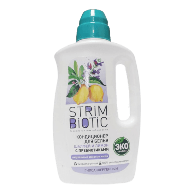 Кондиционер для белья 1 л/1000 мл "STRIMBIOTIC", Шалфей и лимон