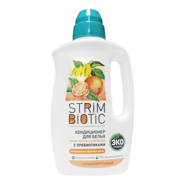 Кондиционер для белья 1 л/1000 мл "STRIMBIOTIC", Иланг-иланг и апельсин