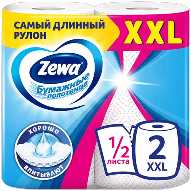 Полотенце бумажное 2-х/двухслойное "Zewa" Декор XXL (2 шт.упак)
