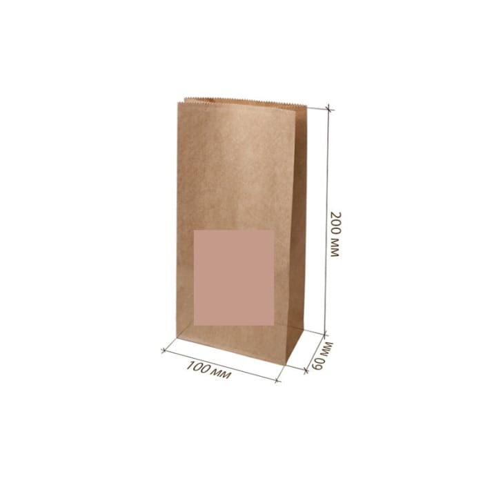 Пакет бумажный 100*60*200 КРАФТ, П-дно BAG RW 200