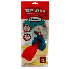 Перчатки латексные хозяйственные Биколор бежевый+бирюзовый Komfi, XL (bicolo8)
