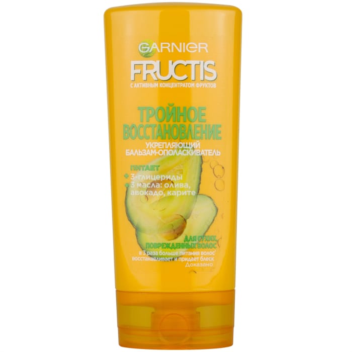 Бальзам для волос 200 мл "Garnier FRUCTIS" Тройное восстановление, 3 масла, сухие и поврежденные волосы
