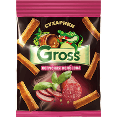 Сухарики Gross 40 гр., Копченая колбаска
