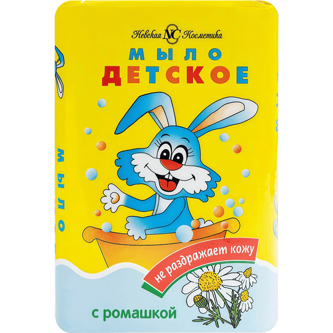 Мыло кусковое 90 г туалетное "Детское с ромашкой" с зайцами НК