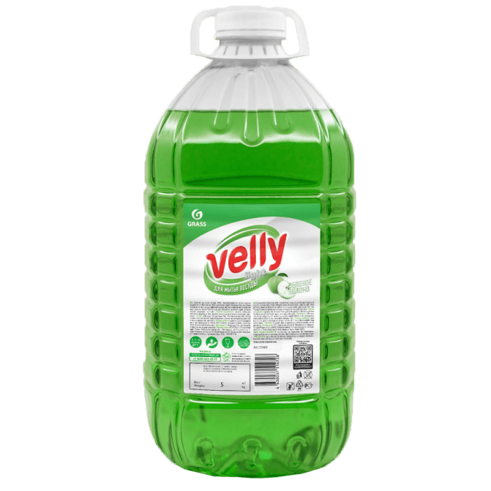 Средство для мытья посуды 5 л Velly Light Зеленое яблоко ПЭТ Grass