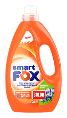 Гель-концентрат для стирки белья 1 л SMART FOX, COLOR Весеннее утро