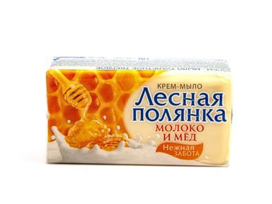 Крем-мыло кусковое 140 г туалетное "Лесная Полянка", Молоко и мед