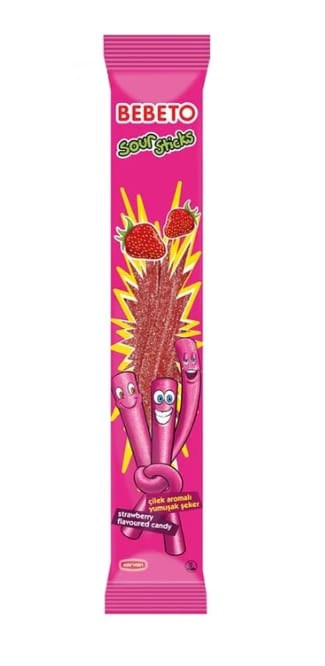 Мармелад "BEBETO" Sour Sticks 35г Soft Candy (24 шт.упак), Клубника