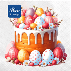 Салфетка бумажная 3-х/трехслойная 33*33 "Pero Prestige" Праздничные, (20 шт.пач), Пасхальное угощение