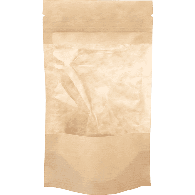 Пакет Дой-пак 100*185 "30+30" мм бумажный с окном 90 мм КРАФТ zip-lock AVIORA