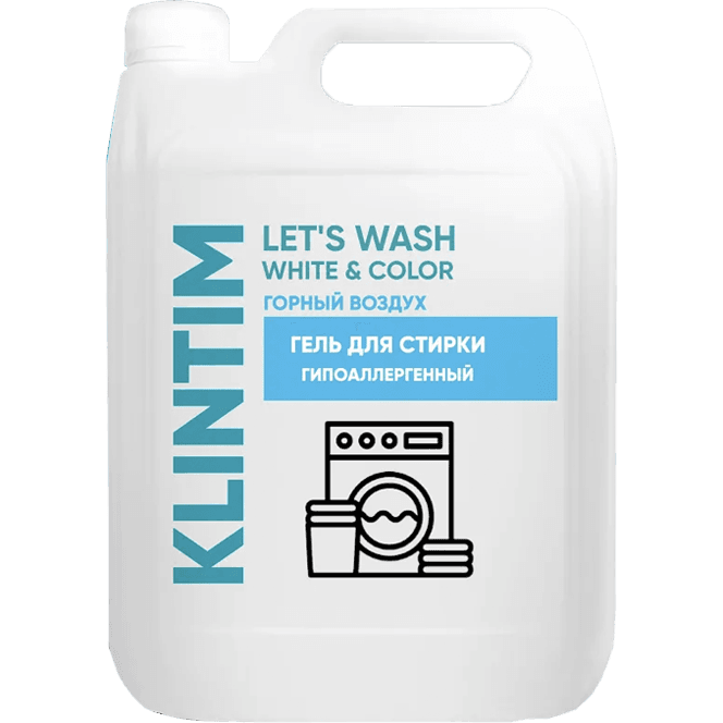Гель- концентрат для стирки белья 5 л KLINTIM White&Color Горный воздух, Универсальный