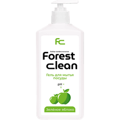 Средство для мытья посуды 1 л "FOREST Clean" дозатор/гель, Зеленое яблоко