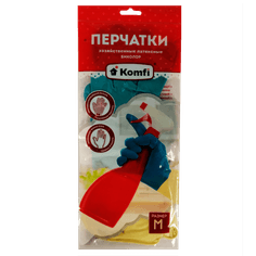 Перчатки латексные хозяйственные Биколор бежевый+бирюзовый Komfi, M (bicolo6)