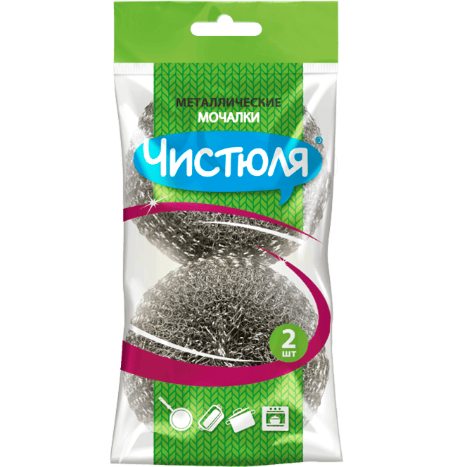 Мочалка "Чистюля" металлическая, плетеная, размер XL, 30г (2 шт.упак)
