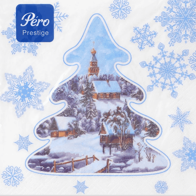 Салфетка бумажная НГ 3-х/трехслойная 33*33 "Pero Prestige" (20 лист.пач), Ночь перед рождеством