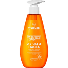 Зубная паста 240 гр SYNERGETIC с дозатором, Защита от кариеса
