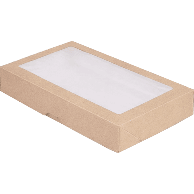 Контейнер бумажный на вынос 1450 мл OSQ TABOX PRO 260*150*40 мм с окном, Крафт