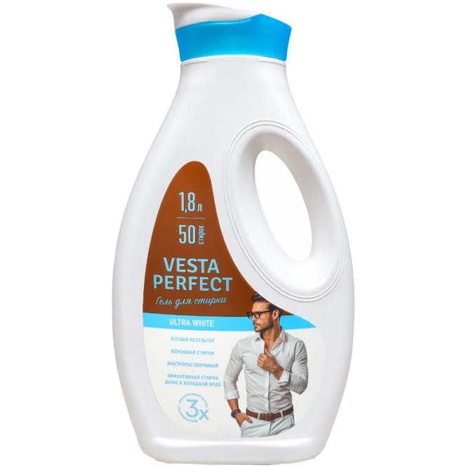 Гель для стирки 1,8 л "Vesta" PERFECT, Ultra White