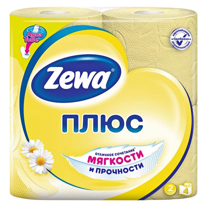 Туалетная бумага 2-х/двухслойная "Zemma" Плюс с запахом (4 рул.упак), Ромашка Арт 144065