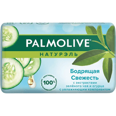Мыло кусковое 90 г туалетное "Palmolive", Бодрящая свежесть (с экстрактами зеленого чая и огурца)