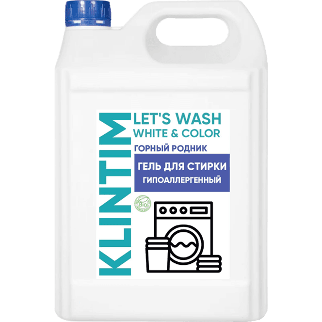 Гель- концентрат для стирки белья 5 л KLINTIM White&Color Горный родник, Универсальный