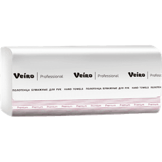 Полотенце бумажное 2-х/двухслойное V сл, Veiro Professional Lite, Белое (190 лист.упак)