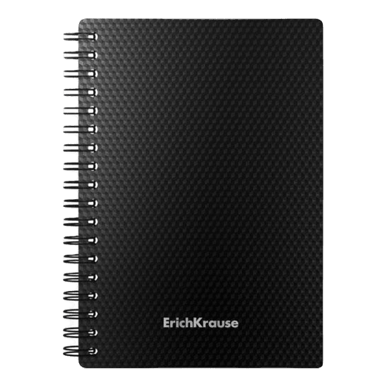 Блокнот-Тетрадь А6, 80 листов в клетку ErichKrause Total Black на спирали, пластик обложк, блок офсет, белизна 100%, чёрная