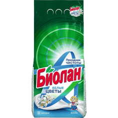 Стиральный порошок 9 кг Биолан автомат, Белые цветы