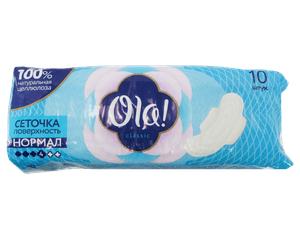 Прокладки "Ola!" Wings Top DRY Classic Normal, 4 капли, с крылышками сеточка (10 шт.упак)