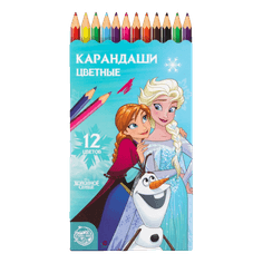 Карандаши цветные, 12 цветов Frozen, Холодное сердце